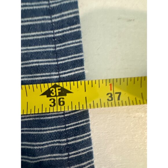 J Gee Dress Sz M? Blue Striped Shirt-Waist Zip-Up PolyCotton Slvless Pockets - Picture 11 of 13